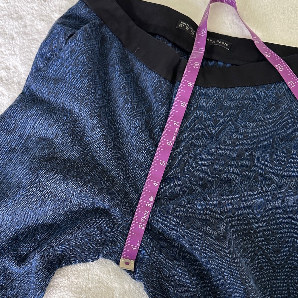Zara Basic Black and Blue Patterned Trousers - Picture 5 of 6